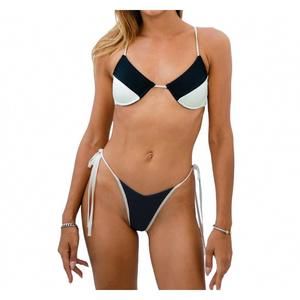 NEW GIGIZARA noir wave triangle bikini top monochrome wave elegance in black